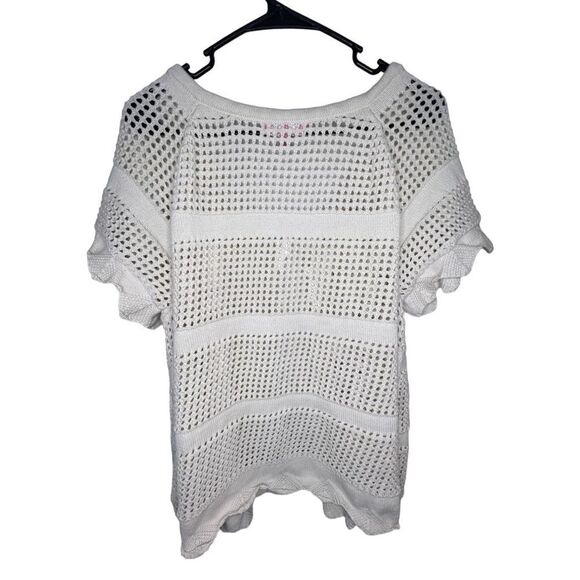 Woman Within Open Knit Short Sleeve Cardigan - Picture 3 of 4